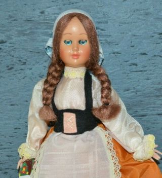 Vintage Hard Plastic Doll Sleepy Eyes 8.  5 " Dutch Swiss German Dress Red Head