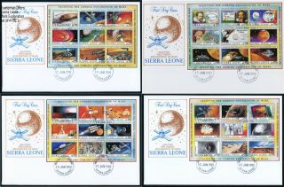 1990 Mars Exploration Sierra Leone 1167 - 1170 Set 4 First Day Covers Unaddress
