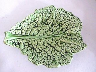 Antique Majolica French Cabbage Leaf Plate Tray - 9 3/4 "