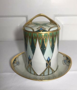 Rosenthal Selb Bavaria Donatello Art Deco Gilt Condensed Milk Jar Holder & Plate