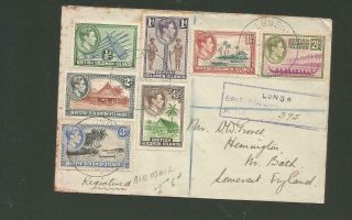 1946 British Solomon Islands Lunga Registered Cover To England Scarce Franking