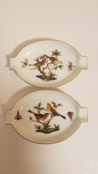 2 Vintage Herend Rothschild Bird Ashtray Collectibles 7785