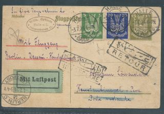 Germany Berlin 1924 First Flight To Istanbul Turkey Returned See Both Scans