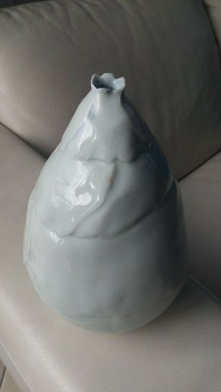 Mcm Vintage White Studio Pottery Ceramic Slab Weed Pot Signed Ruth Weiner 8.  5 "