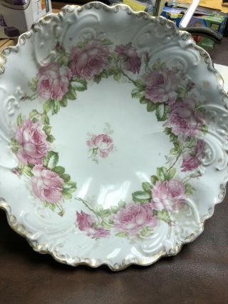 Vintage M.  Z.  Austria Porcelain Serving Bowl Fine Dining China Gold Rim 984