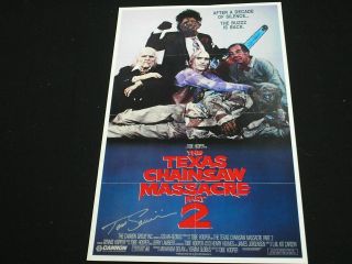 Tom Savini Signed 11x17 Texas Chainsaw Massacre 2 Movie Poster Autograph Horror