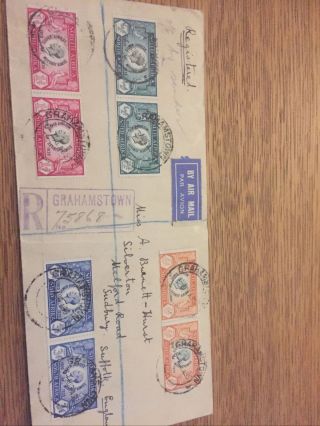 Postal History F/f Registered Airmail Graham’s Town South Africa To Sudbury 1935