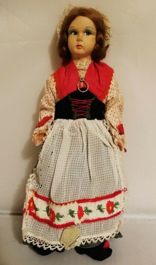 Vintage Magis Roma Sirmione Italy Souvenir Hand Painted Felt 11 " Doll