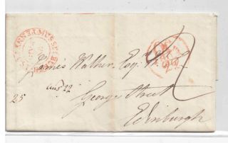 Musselburgh/penny Post/un/paid - Red D/ring On Entire To Edinburgh 22.  10.  1804