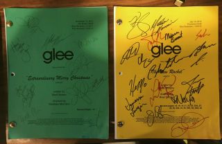 2 Cast Signed Glee Tv Script Drafts Naya Rivera Cory Monteith,  More Autographs