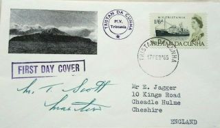 Tristan Da Cunha 1965 Illust Paquebot M.  V.  Tristania Cover Signed By Captain