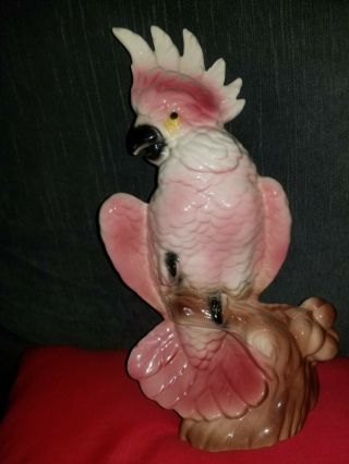 Vtg Maddux Pink Cockatoo Parrot Planter Figurine California Pottery 10 "