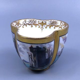 Porcelain Demitasse Tea Coffee Cup Hand Painted Shamrock Shape Marked Dresden