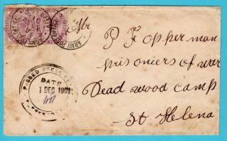 Boer War South Africa Cover 1901 Army P.  O.  " A " To Deadwood Camp St Helena