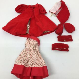 Barbie Red Velvet Swing Coat,  2 Hats,  2 Bags,  Dress - Read & See Pictures Please