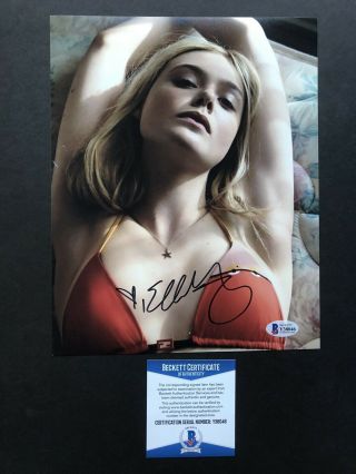 Elle Fanning Autographed Signed 8x10 Photo Beckett Bas Sexy Hot Scratches