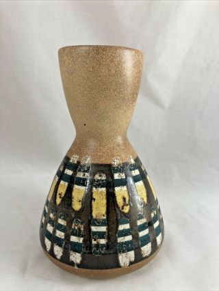 Vintage Israel Lapid Modernist Mcm Vase Ceramic Pottery Hand Painted Abstract