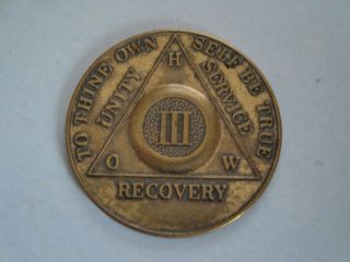 Alcoholics Anonymous 3 Yr Medallion Coin Medal Token Aa To Thine Own Self Be