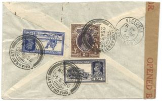 India 1940 Pan Am Clipper Cover To Usa W/calcutta & Hong Kong Censor