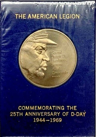 1944 - 1969 American Legion Commemorating The 25th Anniversary Of D - Day Medal Og