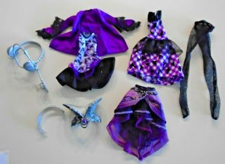 Ever After High Doll Clothing Raven Queen Dresses,  Headphones,  Tights,  Collar