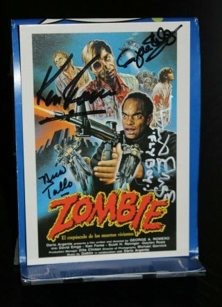 Dawn Of The Dead - Zombie - Postcard - 4 Cast Signatures - Jsa Certified
