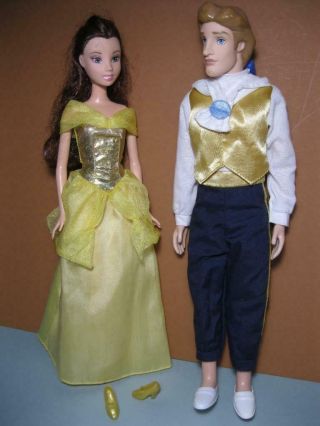 Disney Beauty & The Beast - Princess Belle Barbie/ken Prince Adam Doll Cloth Shoes