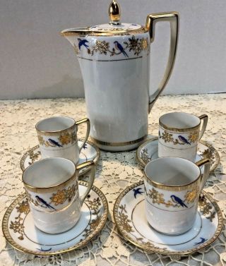 Noritake Bluebirds Tea Service Set,  Made In Japan Handpainted Vintage