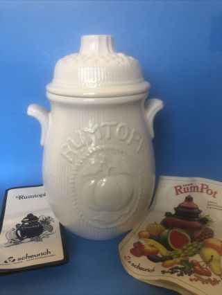 Vtg Rumtopf Stoneware Rum Fruit Preserving Jar Crock Pot White W Germany Recipes