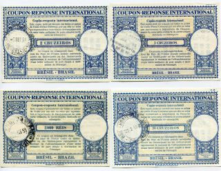 Brasil 1951/55 Reply Paid Coupons Irc 4 Different