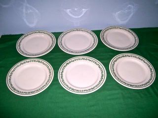 6 Buffalo China " Kenmore Green " Restaurant Ware 9 " Luncheon Plates