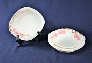 4 Metlox Poppy Trail Peach Blossom Cereal Bowls - Vintage Hand Painted Ceramics