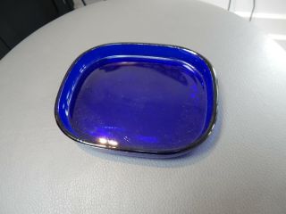 Art Deco Blue Glass Desk Tidy 115 X 95 Mm 15 Mm Deep Simple Elegant Tactile