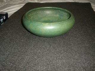 Vintage Antique Arts And Crafts Green Zanesville Pottery Bowl 9 "