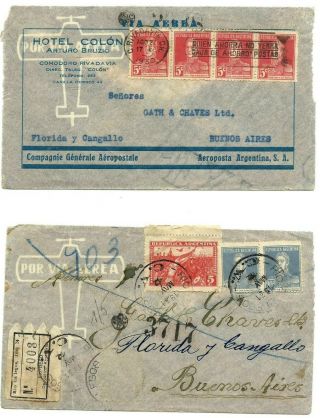 Argentina - Early Aeroposta Mail Flights - Lot X2 - R.  Gallegos 1931 - C.  Rivadavia 1930