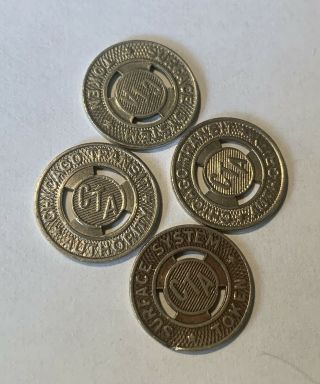 4 Surface System Transit Token Coins Chicago Illinois Cta