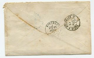 Guyane pre - philatelic cover Cayenne to Bordeaux France 1870 2