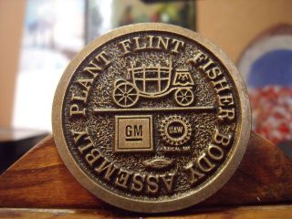 Fisher Body Assembly Plant Flint - Gm Medallion 1 1923 - 1987 Bronze