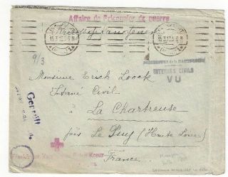 1918 Brusselles Belgium To Prisoner Of War Pow In France,  Red Cross Markings
