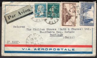 119 France To Chile Air Mail Cover 1932 Aeropostale Paris - Santiago