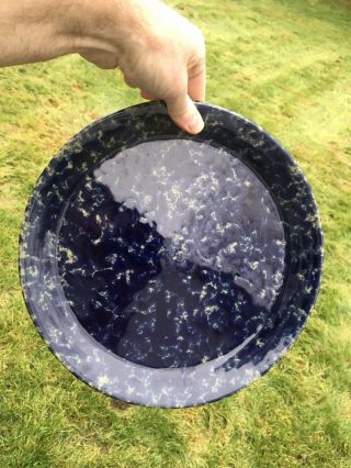 Vermont Bennington Blue Agate Stoneware 12 Inch Plate Platter 1870 Spatterware