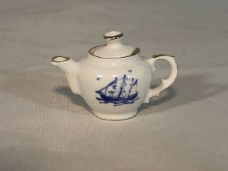 Dollhouse Miniature 1:12 Scale Ship Teapot Blue Ship