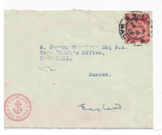 Malta - Cover Addressed To The Uk With " Chaplain/hms Nelson " Cachet Dated 8.  3.  1929