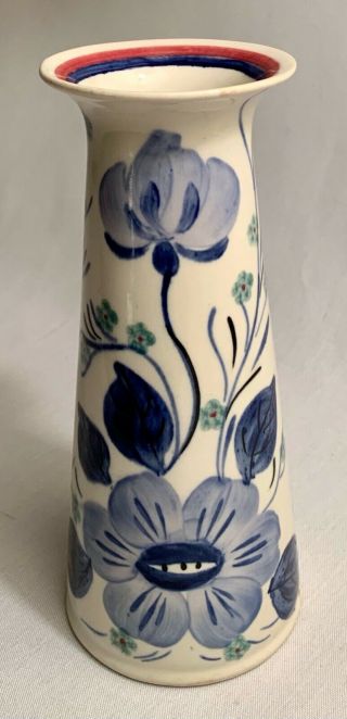 Hand Painted Blue Ridge Pottery Mood Indigo Vase - Stamped And Hand Numbered