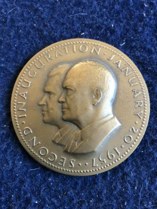 Vintage 1957 Dwight Eisenhower Richard Nixon Inauguration Medallion