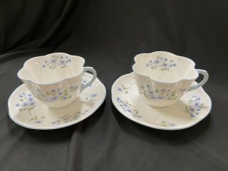 Vintage Shelley Fine Bone China Blue Rock Teacup Tea Cup And Saucer Set