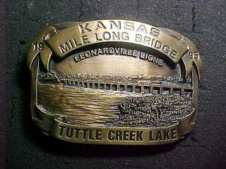 Leonardville Kansas Tuttle Creek Lake Kansas Mile Long Bridge Belt Buckle