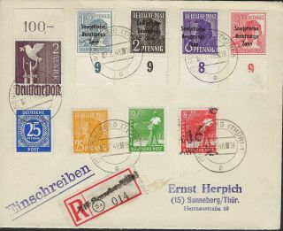 Germany :1948 Russian Zone - Interim Issues - Registered Cover From Sonneberg