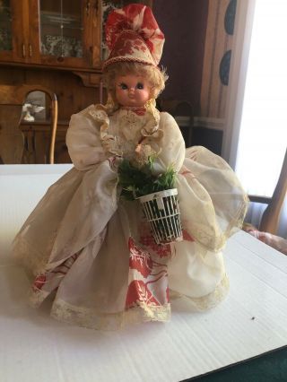 Dish Soap Bottle Doll Handmade Figure Grandma Holly Basket Vintage 13 " 60 - 70 