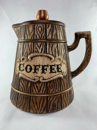 Rare Vintage Treasure Craft Barrel Style Coffee W Lid Serving Pitcher ©1958 Usa